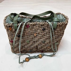 vintage straw beach bag